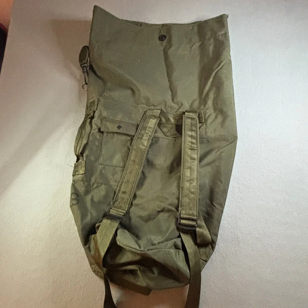 VTG US Military Sea Bag Duffle Backpack Olive Drab Green Canvas Large Gorpcore
